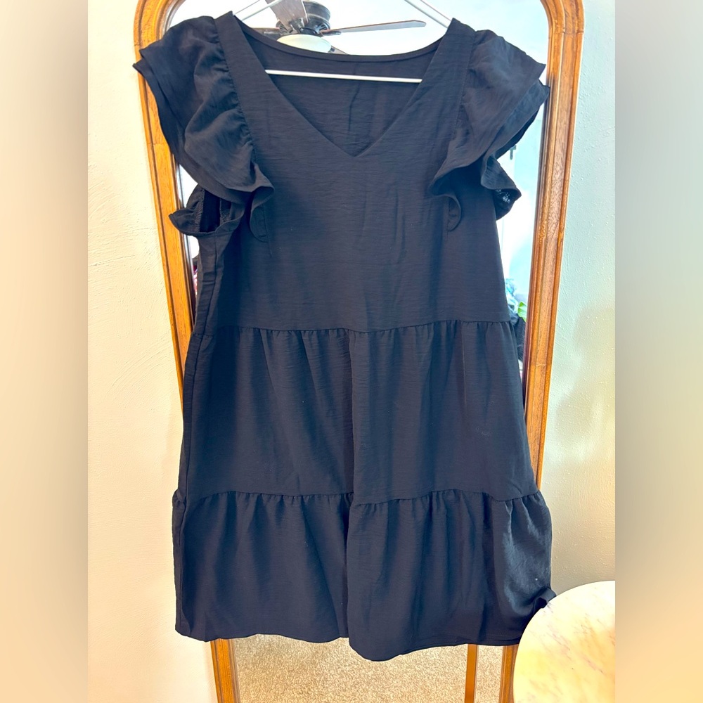 Black Ruffled Short Dress